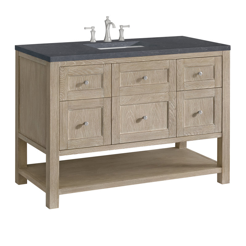 Breckenridge 48'' W Single Vanity, Charcoal Soapstone, 8" Widespread, Whitewashed Oak