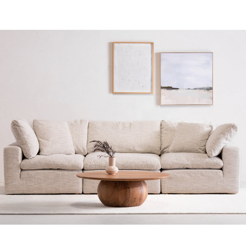 3 - Piece Upholstered Chaise Sectional, Light Gray Performance