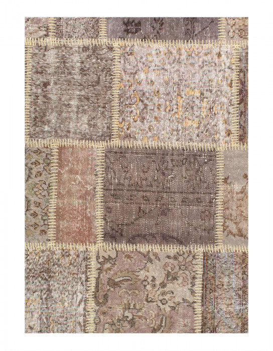 Gray color hand knotted Turkish Patch work 5'11'' X 9'2''
