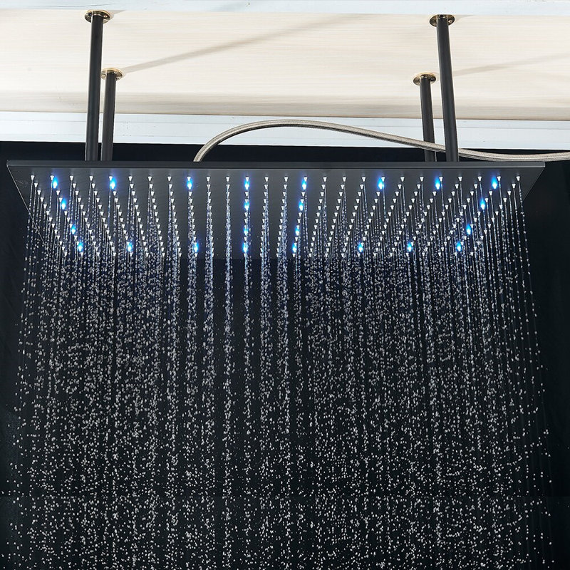 BathSelect Ivrea Matte Black 20 40 Ceiling Mount Shower Head with 2 Way Concealed Thermostatic Mixer Shower Set and Handheld Shower