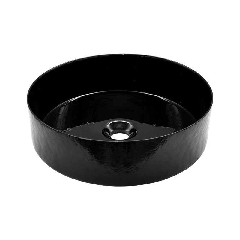 Murano Glass Handmade Circular Vessel Bathroom Sink, Abyss