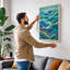 Flowing Tides Modern 1 Piece Wrapped Canvas Wall Art-208415189-208415187