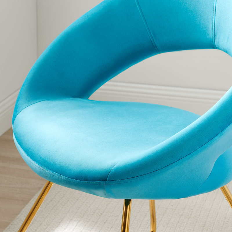 Modway Nouvelle Upholstered Fabric Dining Chair Set of 2, Gold, Blue
