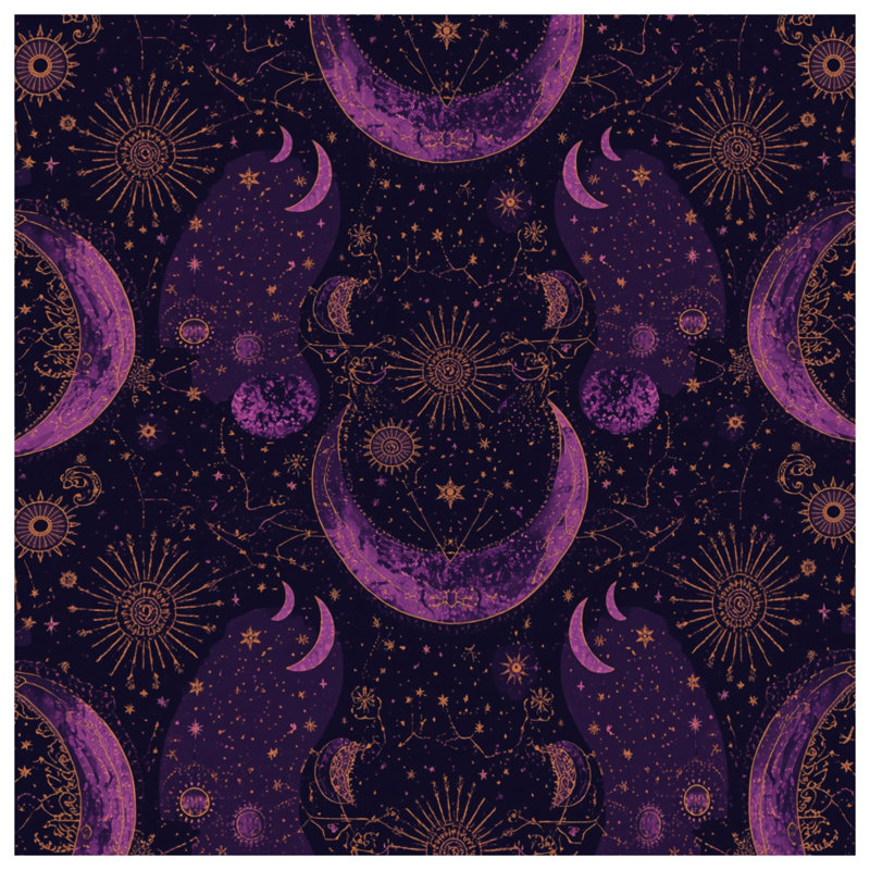 Tapis de bain mauve à motif d'art céleste mauve, L 34 po x L 21 po