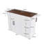 Chariot pour îlot de cuisine blanc avec plateau pliable et abattant