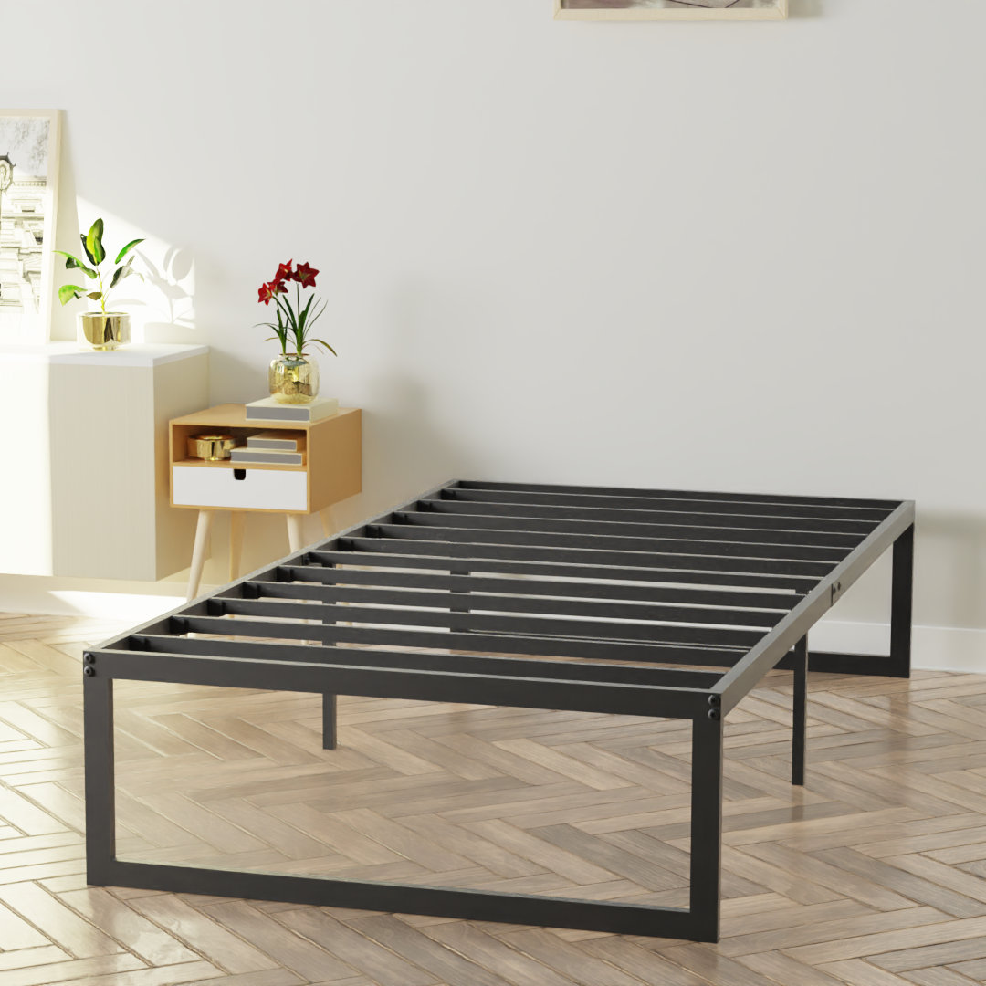 NapQueen Alpha New Metal Platform Bed Frame, Mattress Foundation with Steel Slats Nap Queen 