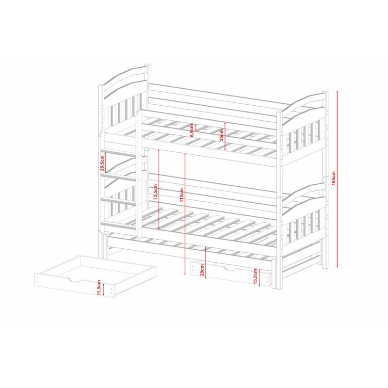 Mccaffery Single (3') 2 Drawer High Sleeper Bunk Bed with Trundle, Pine