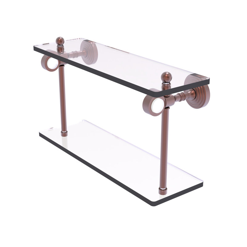 Étagère à 2 niveaux Jarrell, H 5,12 po x l 16 po x P 9,3 po, Cuivre antique