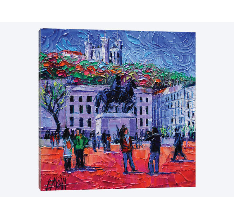 «One Mardi in Lyon», reproduction sur toile, H 37 po x l 37 po x P 1,5 po, Toile tendue, Pas de tapis