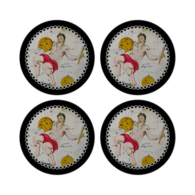 Zodiac Aquarius Vegan Leather Round Pebble Placemat