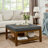 Upholstered  34.25"Square Coffee Table with Beech Wood Shelf and Frame-1281797763