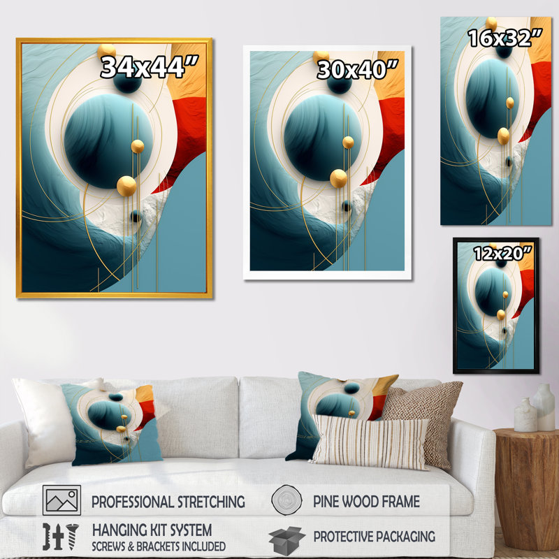 «Tender Awakening» en bleu rétro - impression, H 32 po x l 16 po x P 1 po, Cadre doré à une seule photo