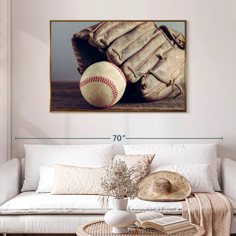 Souvenirs de baseball, 46 po x 31 po, Cadre flottant doré