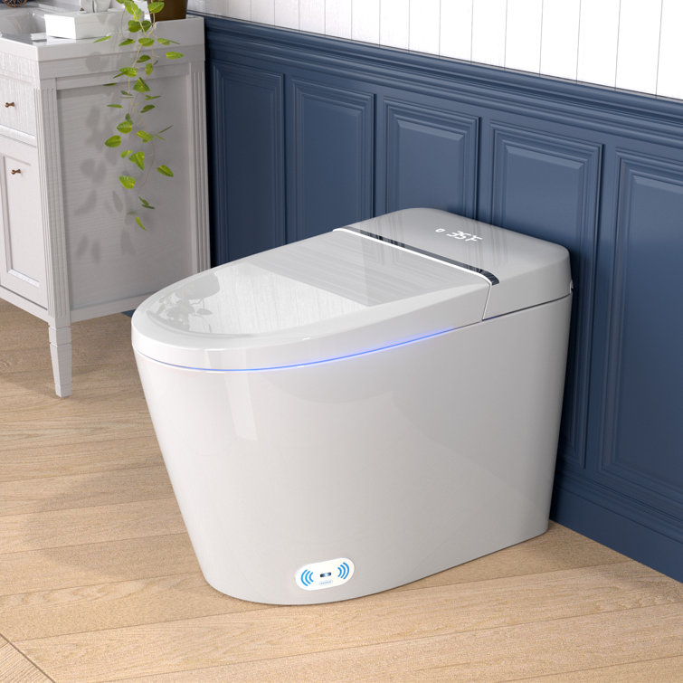 Bcan Smart Toilet With Advance Auto Open/Close Lid/Seat, Tankless Multiple Massage Bidet Modes, 1.28 Gallons Auto Flush, Heat Seat, Warm Wash/Dryer, Soft Closing, Pre-Wetting, Remote Control And Foot Sensing,