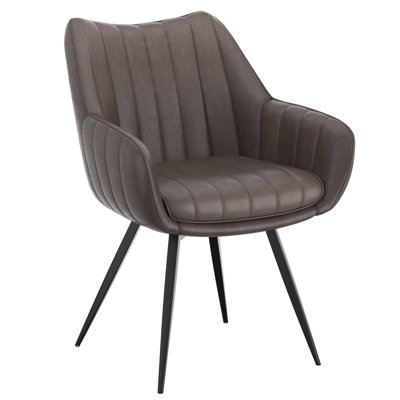 Chaise de salle à manger pivotante Athenea, ensemble de 2, gris anthracite et noir