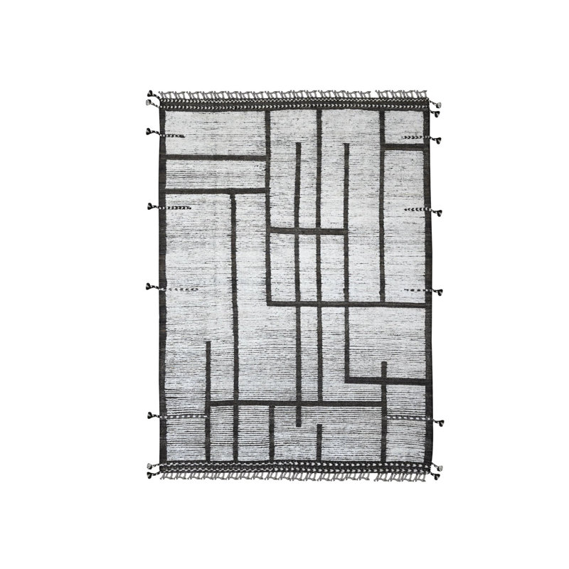 Tapis oriental rectangulaire en laine noué à la main 6 pi 6 po x 8 pi 11 po - MOA10220743