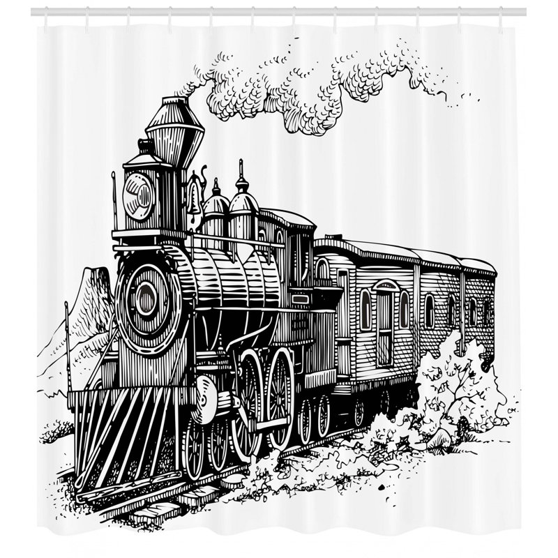 Rideau de douche à vapeur simple rustique old train engine Jana, H 69 po x l 105 po