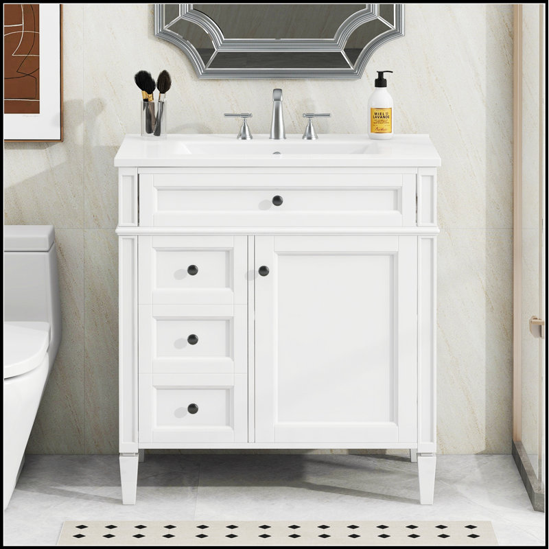 Meuble-lavabo moderne de 30 po avec lavabo supérieur, rangement spacieux et conception durable pour les salles de bain contemporaines