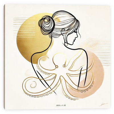 Golden Elegance: Octopus, art sur toile tendue