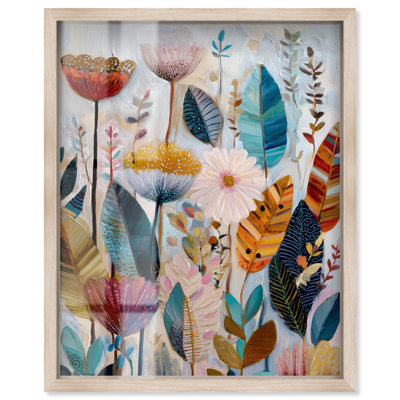 Décoration murale de salle de bain Garden of Whimsy I Shadowbox par Art Remedy, cadre blond, 20 x 24