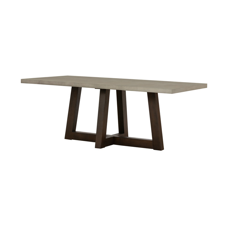 Markham Modern 79" Rectangle Dining Table in Grey Concrete and Dark Grey Oak