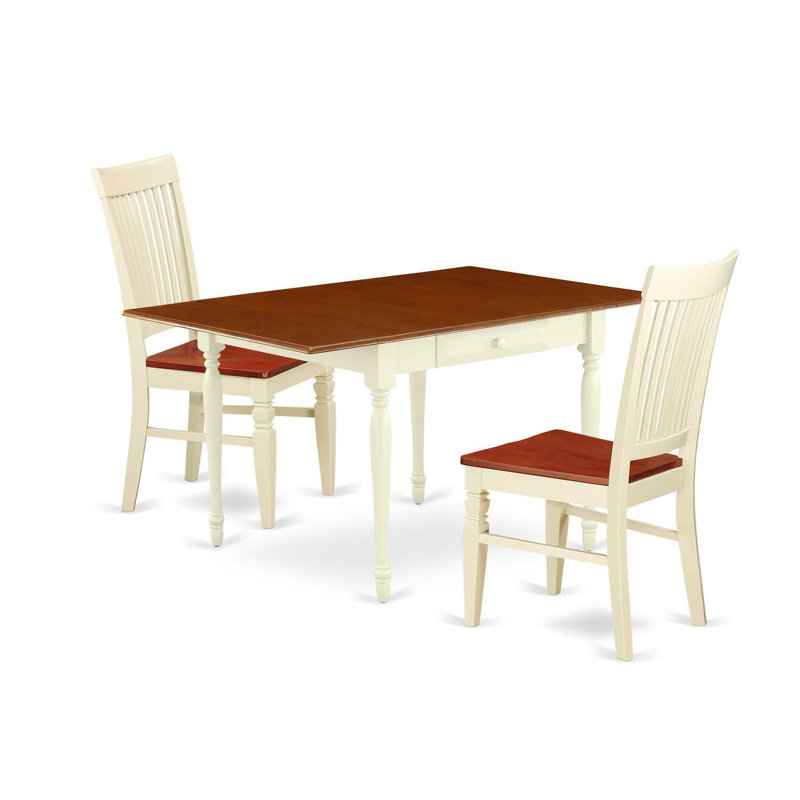 L'ensemble de table de cuisine 3 pièces pour petits espaces comprend une table de salle à manger rectangulaire avec Dropleaf et 2 chaises de salle à manger, babeurre et cerise