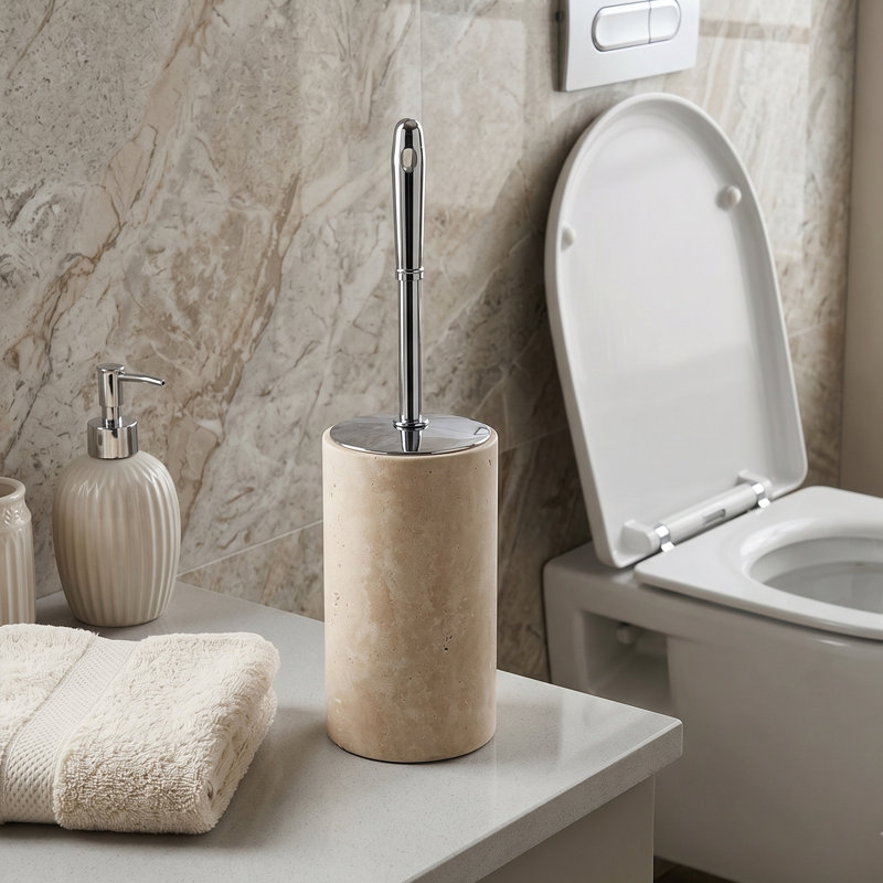 Brosse de toilette 100% marbre, Beige