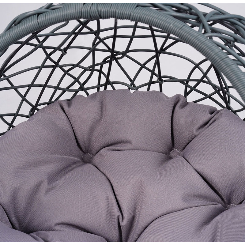 Balançoire en forme d'œuf de chat avec support et coussin, chaise pivotante suspendue en rotin et osier, lit douillet pour chats