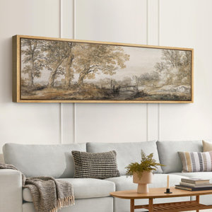 Rustic Countryside Classical Forest Sketch Vintage Style Tree Framed On Canvas Print