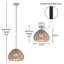 Luminaire suspendu en rotin brun naturel à 1 lumière 12,75 po Amalia 
