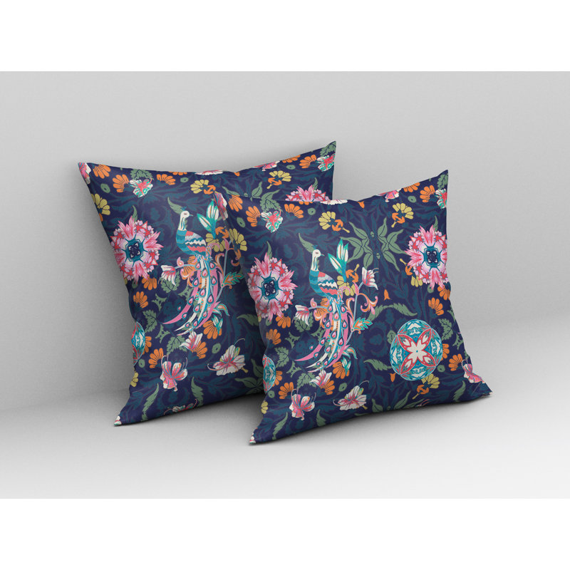 Amaretto Reversible Throw Pillow, 26"x26", Blue/Pink