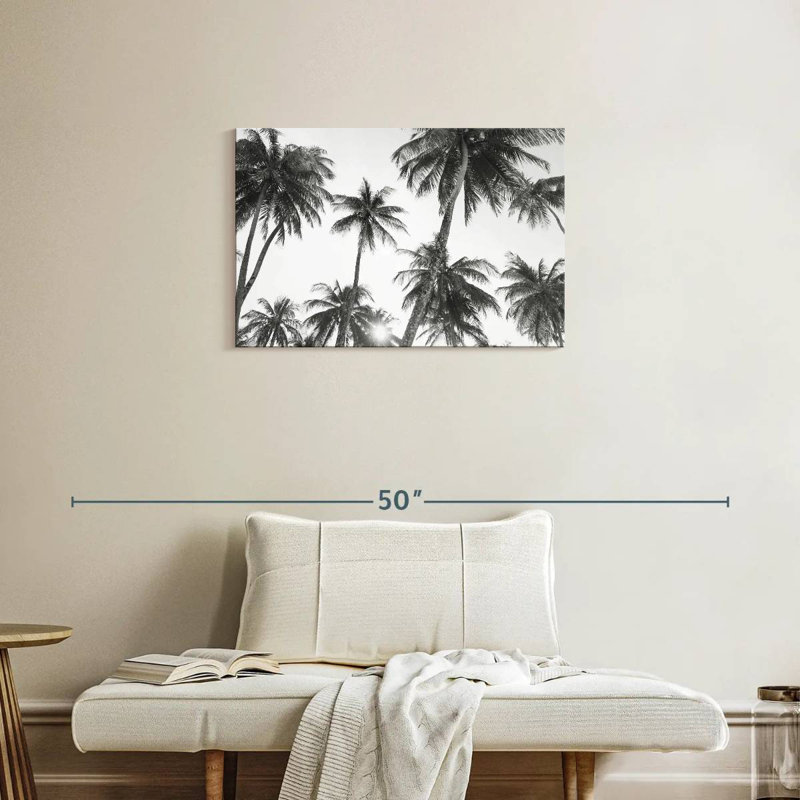 Harnek tropical en noir et blanc, H 20 po x l 30 po