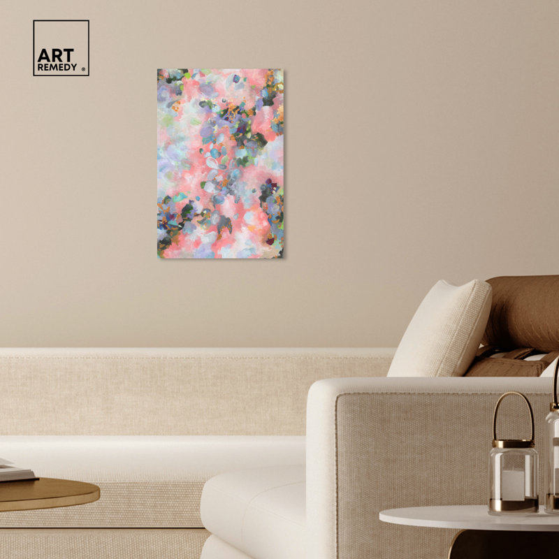 «Playful Pigments», art mural abstrait élégant par Art Remedy, Toile tendue, H 24 po x l 16 po