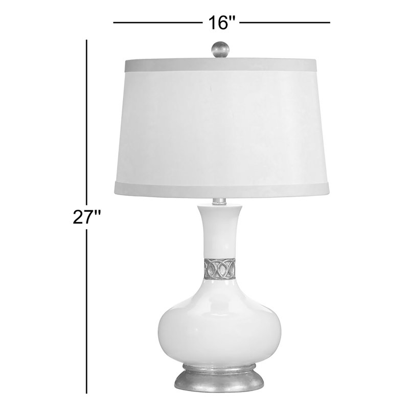 Lampe de table 27 po Heritage, Glacis Gardenia blanc