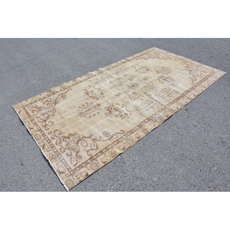 Tapis brun à tissage plat, tapis géométrique, grand tapis 4,9 x 9,4 pi, tapis antique, tapis rétro, tapis turc