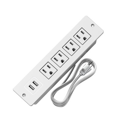 Recessed Power Strip Flush Mount Charging Station With Usb Plug Multiple Surge Protector Hidden Outlet Extender With Extension Cord For Home Office Furniture Nightstand Bed Conference Table (White)