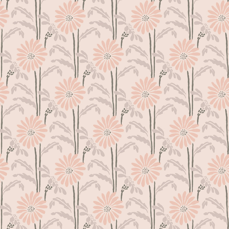 Papier peint floral Woodland Bloom - rose abricot