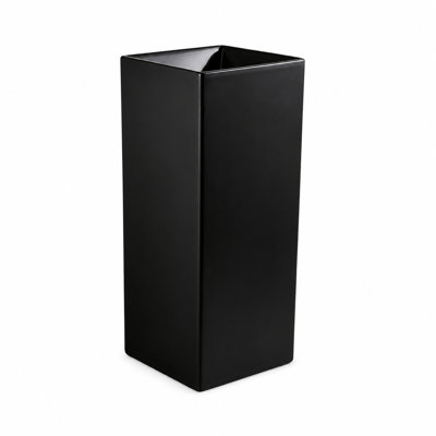 32.67'' H One‑Piece Matte Black Ceramic Freestanding Pedestal Sink, Rectangular Floor‑Standing Bathroom Sink Without Pre‑Drilled Faucet Hole, Faucet & Drain Assembly Not Included, for Bathroom, Balcony, Outdoor Courtyard