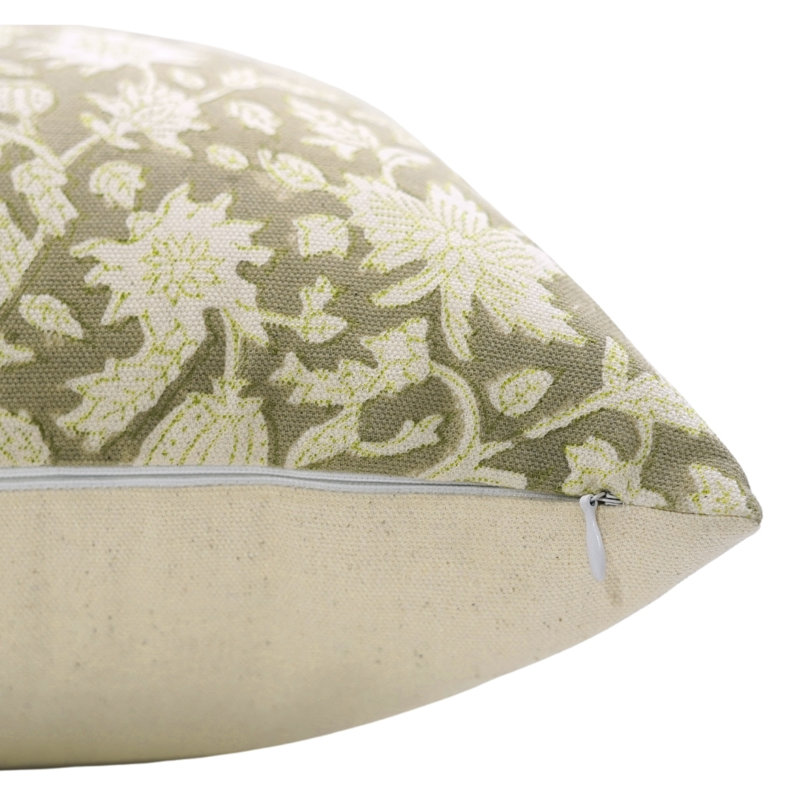 Fabdivine Manikarnika Block Printed Cotton Floral Cushion Cover Handmade Bohemian Home Accent 22X22 Inch, Square, 22" x 22"