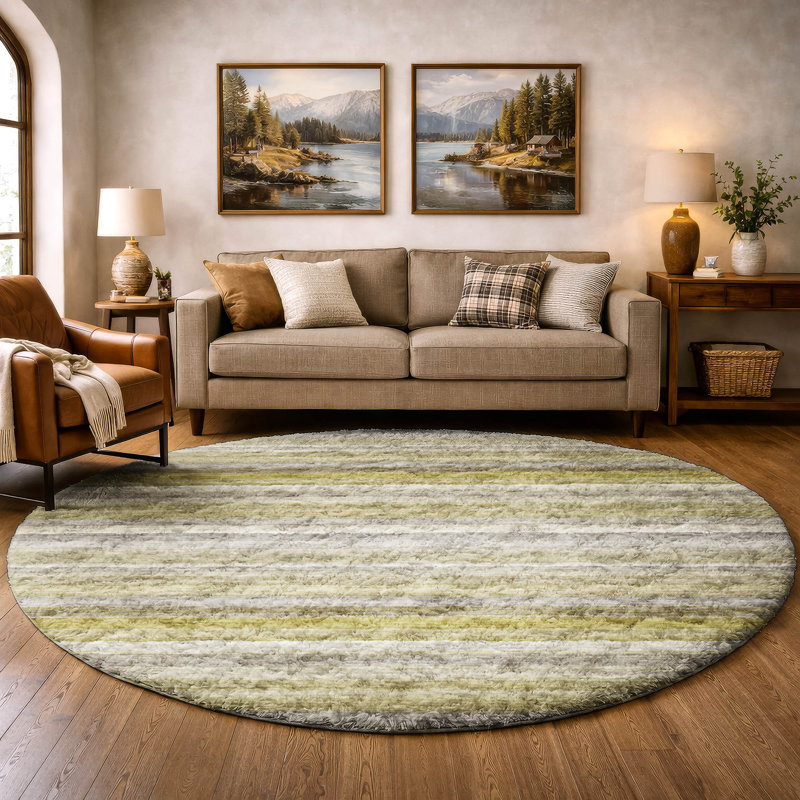 Tapis à poils longs de qualité supérieure lavable à la machine Dream ADS535, Wheat, 8' Round