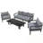 4-Piece Outdoor Sectional Set with sofa and two armchairs-1624587973