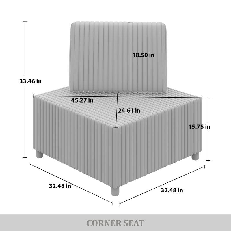 Corner Seat Velvet, Light Grey
