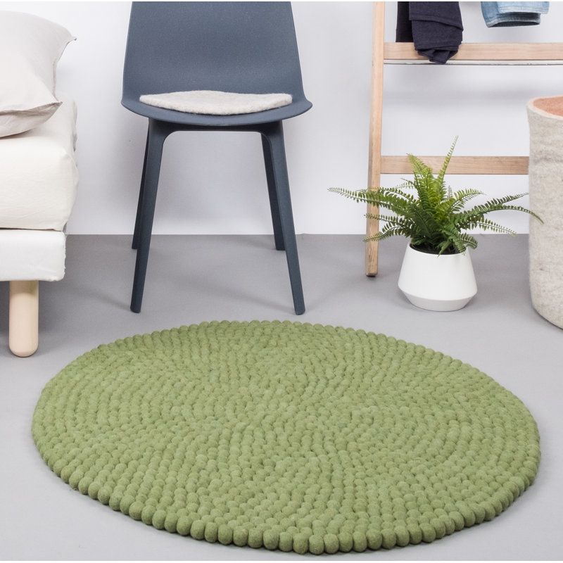 Round Solid Colour Wool Hand Woven Area Rug, Round 140cm
