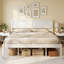 Cadre de lit robuste en bois pour lit simple, double ou queen, avec tête de lit et sommier à lattes, et espace de rangement de 30 cm sous le lit.-1371625010-1371625004