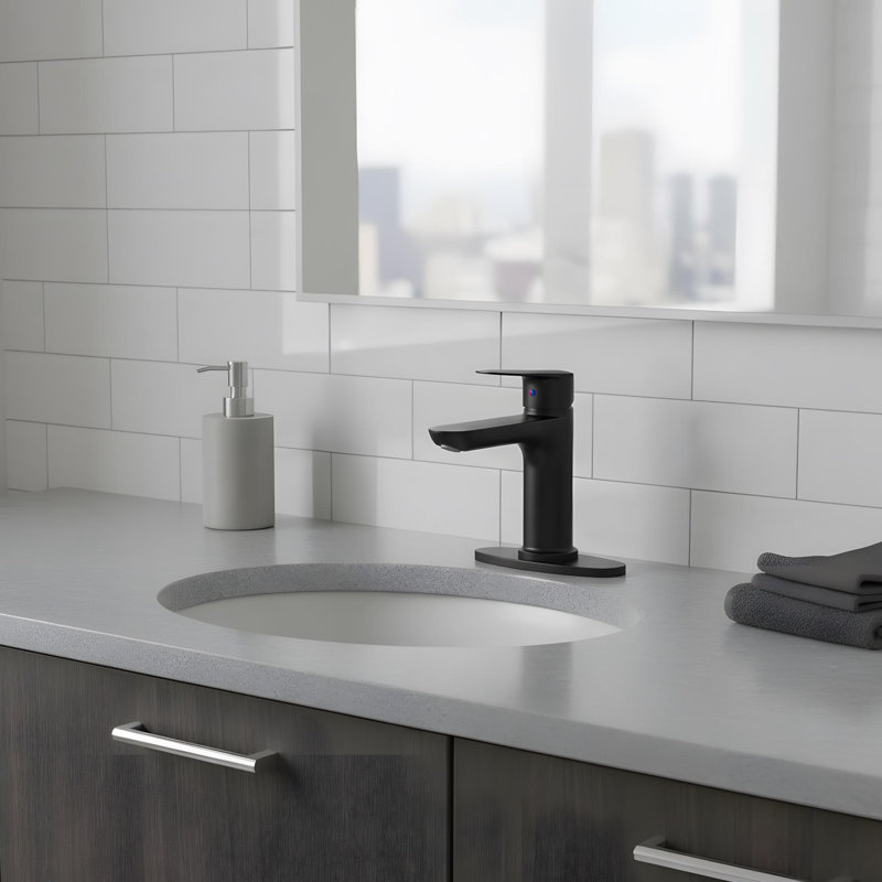 Modern Bathroom Sink Faucet with Single Handle, Matte Black