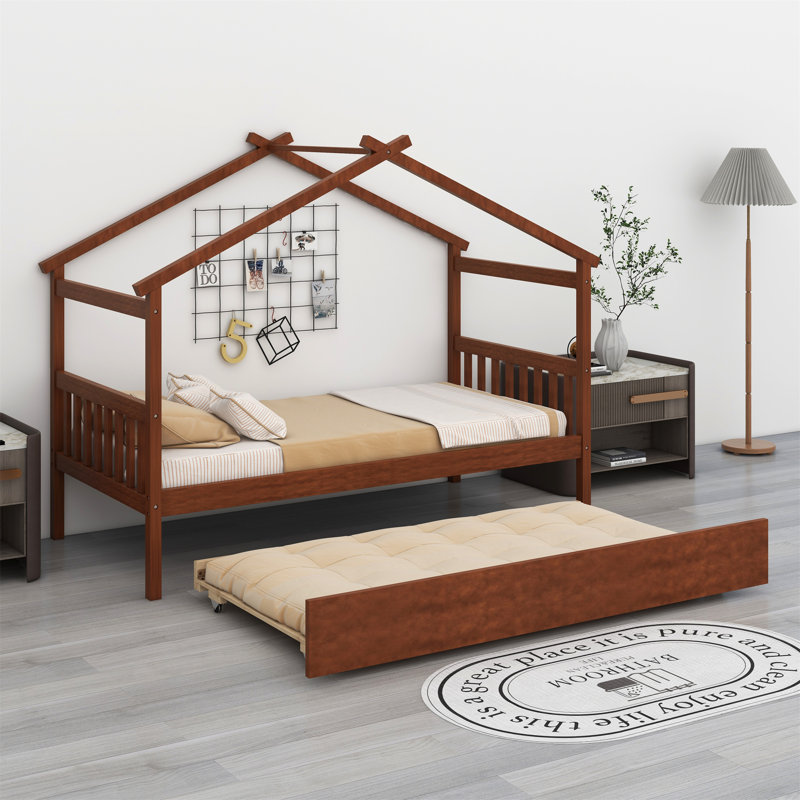 Lit en bois avec couchette, Noyer