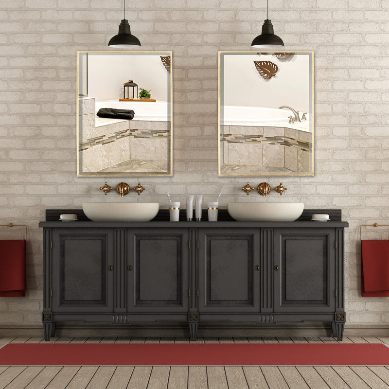 Bugarin Rectangle Mirror, Gold Leaf, 18.62" H x 24.62" W