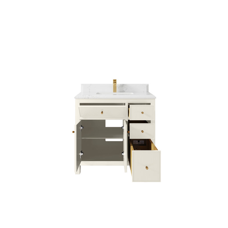 Sonoma 36 po X P 22 po Meuble-lavabo central D en albâtre avec quartz Cove Edge, Empira de 1,5 po