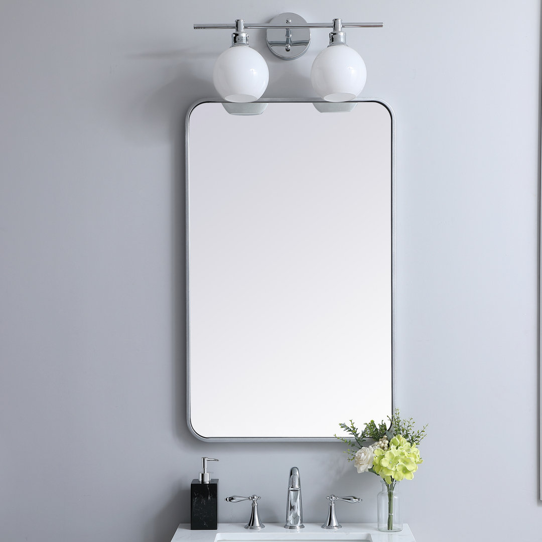 Sabine Metal Rounded Rectangle Wall Mirror, Silver, 60" x 18"