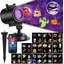 Projecteur de Noël d'Halloween pour l'extérieur, 2 en 1 IP65 imperméable avec télécommande et minuterie, 12 glissières 10 couleurs HD pour les fêtes